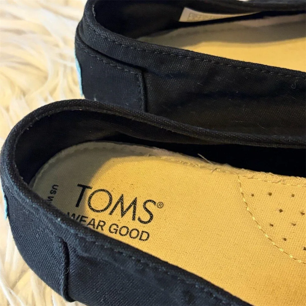 TOMS Alpargata Classic Womens Flats Black Slip-On Espadrilles Size 8